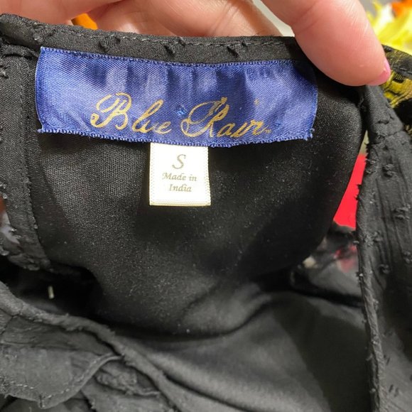 S Blue Rain Top with Embroidered Flowers on the Bell Sleeve Cuffs - Picture 8 of 10